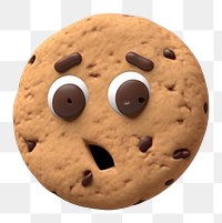 PNG  Bitten cookie food face white background. AI generated Image by rawpixel.
