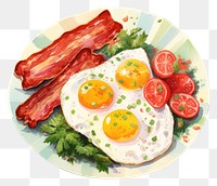 PNG A plate of breakfast bacon food meat. AI generated Image by rawpixel.