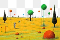 PNG A pencil color painting of a grassland outdoors drawing balloon. AI generated Image by rawpixel.