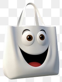 PNG Tote bag handbag white anthropomorphic. AI generated Image by rawpixel.