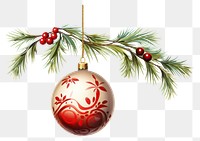 PNG Christmas tree branch and bauble christmas ornament white background. AI generated Image by rawpixel.
