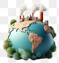 PNG  Polluted globe with factory smoke sphere architecture pollution. AI generated Image by rawpixel.