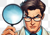 PNG Magnifying glass portrait glasses comics. AI generated Image by rawpixel.