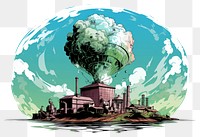 PNG  A polluted globe with factory smoke architecture pollution outdoors. AI generated Image by rawpixel.