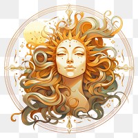 PNG  Sun art sketch gold. AI generated Image by rawpixel.