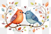 PNG Love birds painting togetherness creativity. AI generated Image by rawpixel.