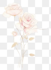 PNG Pink rose bouquet drawing flower sketch. AI generated Image by rawpixel.