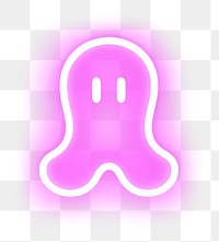 PNG Pastel neon cute ghost night light sign. AI generated Image by rawpixel.