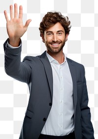 PNG Handsome man waving portrait adult smile. 