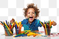 PNG Happy american kid crayon brush baby. AI generated Image by rawpixel.