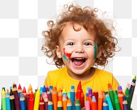 PNG Happy american kid portrait crayon photo. AI generated Image by rawpixel.