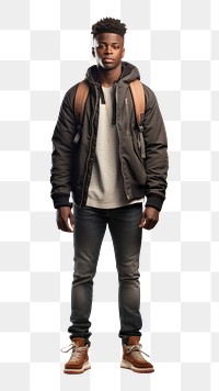 PNG Black man standing jacket sleeve. AI generated Image by rawpixel.