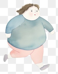 PNG Chubby girl running cartoon standing outdoors. AI generated Image by rawpixel.