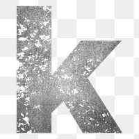 Letter k png gray grunge font, transparent background