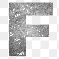 Letter F png gray grunge font, transparent background