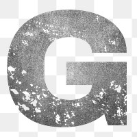 Letter G png gray grunge font, transparent background
