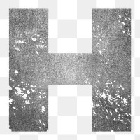 Letter H png gray grunge font, transparent background