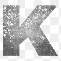 Letter K png gray grunge font, transparent background