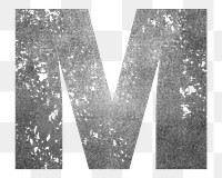 Letter M png gray grunge font, transparent background