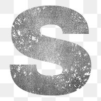Letter S png gray grunge font, transparent background