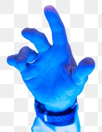 PNG blue hand, transparent background