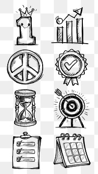 PNG Hand drawn business icon  element set, transparent background