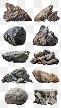 PNG rock design element set, transparent background