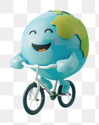 PNG Earth character bicycle vehicle cycling.