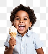 PNG Indian kid eating ice cream happy dessert person.