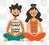 PNG Couples yoga boho naive funky exercise fitness person.