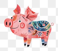 PNG Pig boho naive funky animal mammal shark.