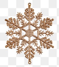 Gold snowflake png sticker, transparent background