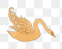 Vintage swan png sticker, bird animal illustration, transparent background