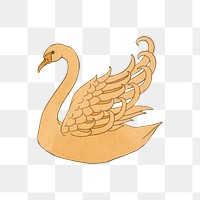 Vintage swan png sticker, bird animal illustration, transparent background