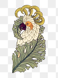 Cockatoo bird png sticker, vintage animal illustration, transparent background