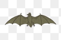 Bat png sticker, vintage animal, transparent background