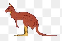 Kangaroo png sticker, vintage animal, transparent background