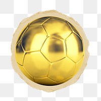 Gold football png ripped paper sticker, sport equipment graphic, transparent background