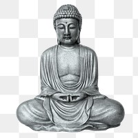 Buddha statue png sticker, Buddhism religion sculpture image on transparent background