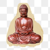 Buddha statue png ripped paper sticker, Buddhism religion sculpture graphic, transparent background