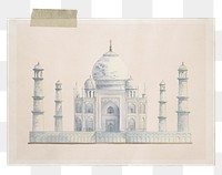 Postcard png frame sticker, Taj Mahal, transparent background