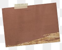 Brown memo png scrapbook sticker, gold brushstroke, transparent background