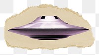 UFO png sticker, ripped paper, transparent background