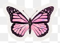 PNG butterfly sticker, beautiful crystal collage element in transparent background