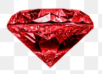 Red diamond png sticker, jewel image, transparent background