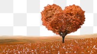 Heart shape tree png border, transparent background