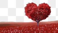 Red heart tree png border, transparent background