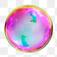 Holographic bubble png sticker, aesthetic effect cut out, transparent background