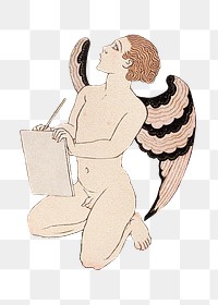 Cherub png sticker, George Barbier-inspired vintage artwork, transparent background, remixed by rawpixel