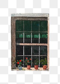 Vintage window png sticker, Winslow Homer-inspired artwork, transparent background, remixed by rawpixel